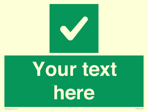 Custom green background, green square with tick sign